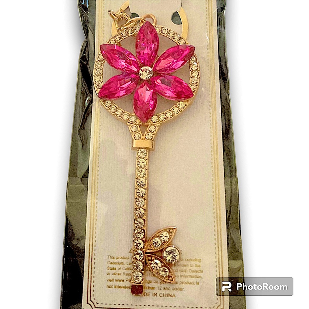 Bag Charm beautiful pink flowers!